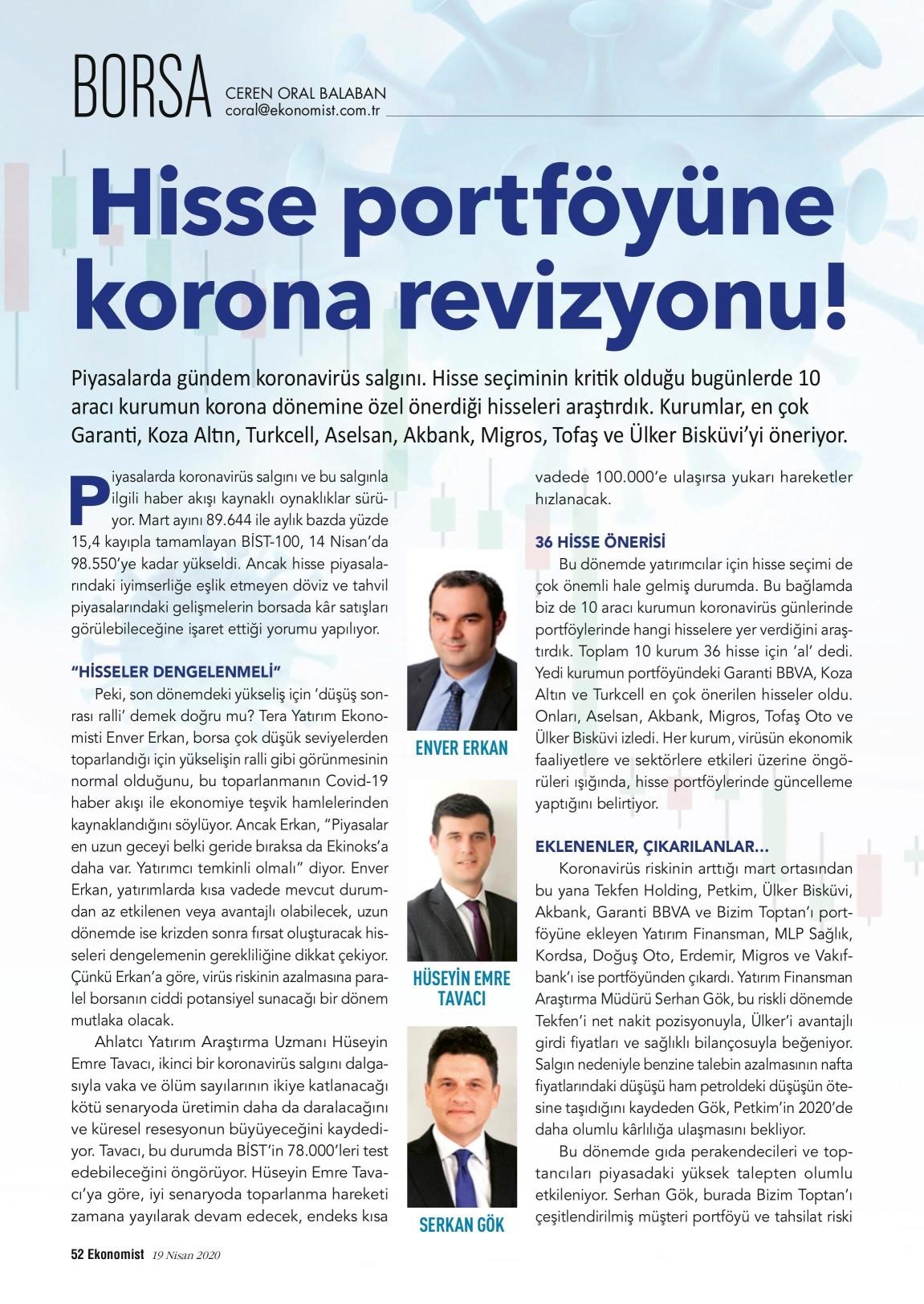 Hisse portföyüne korona revizyonu! - Ekonomist