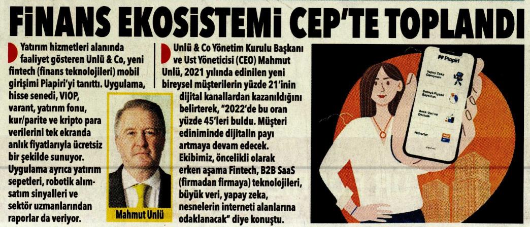 "Finans Ekosistemi Cep’te Toplandı", Posta Gazetesi