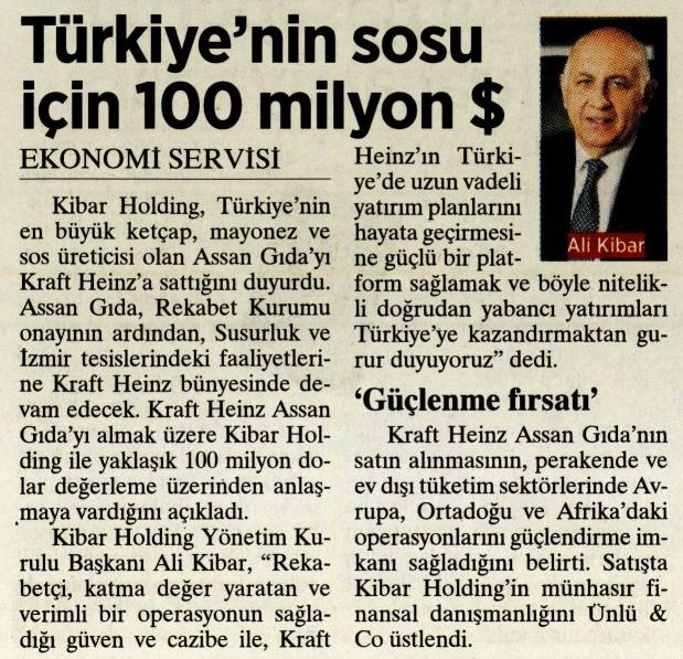 Türkiye'nin Sosu için 100 Milyon $, Milliyet Gazetesi