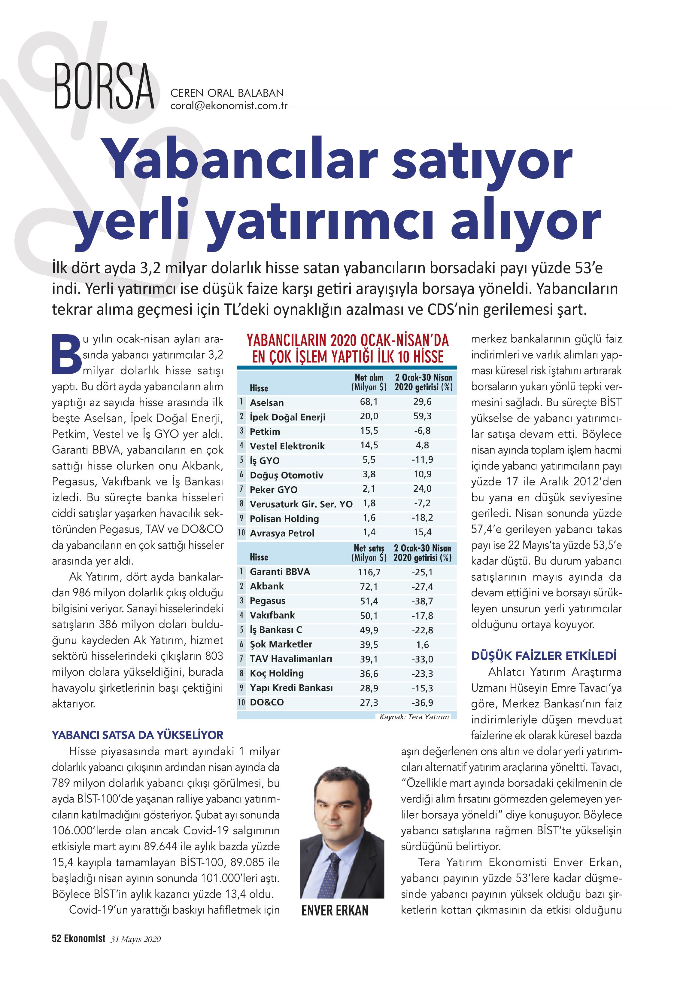 Yabancılar satıyor yerli yatırımcı alıyor - Ekonomist