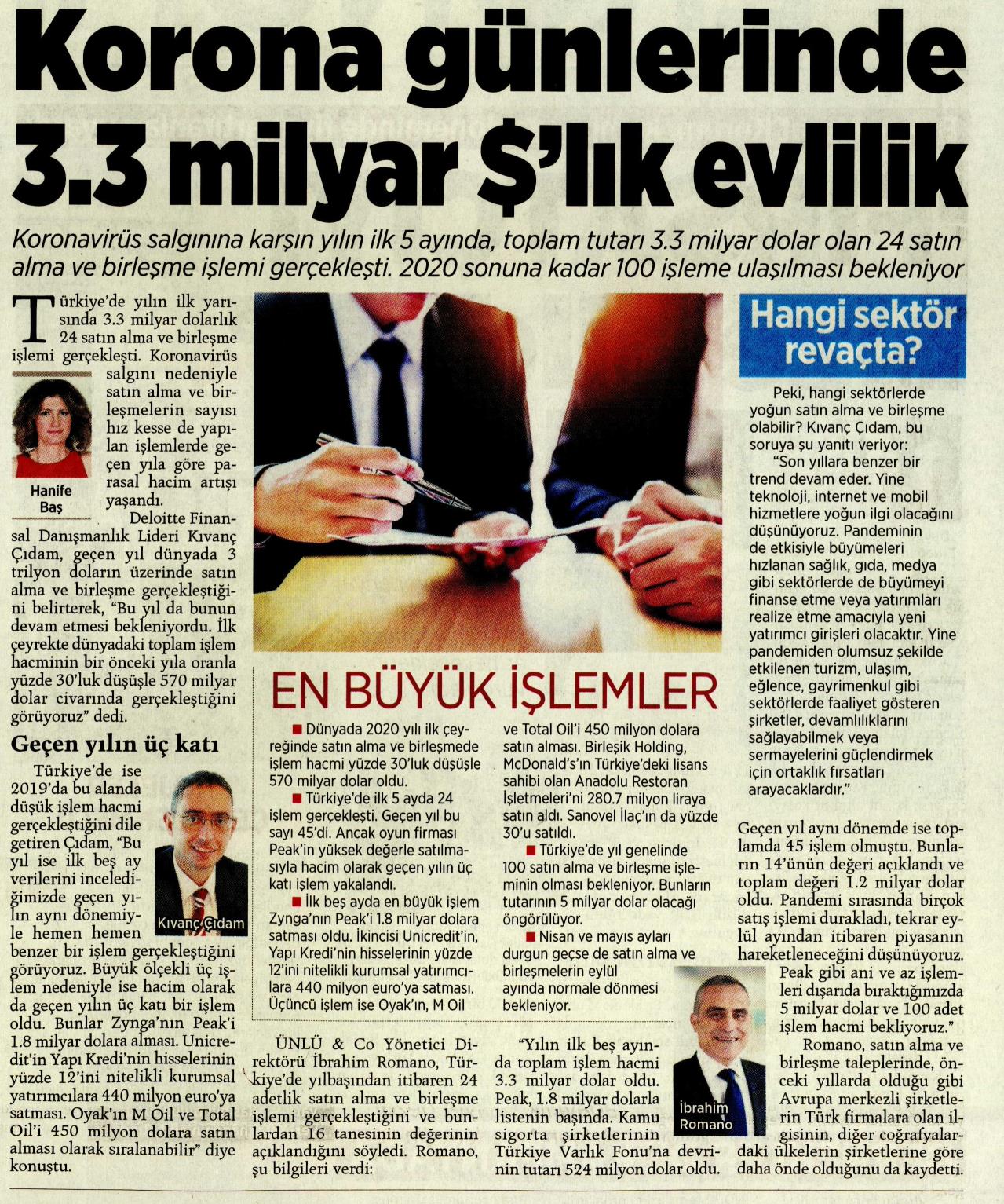 Korona günlerinde 3.3 milyar $'lık evlilik - Milliyet Gazetesi